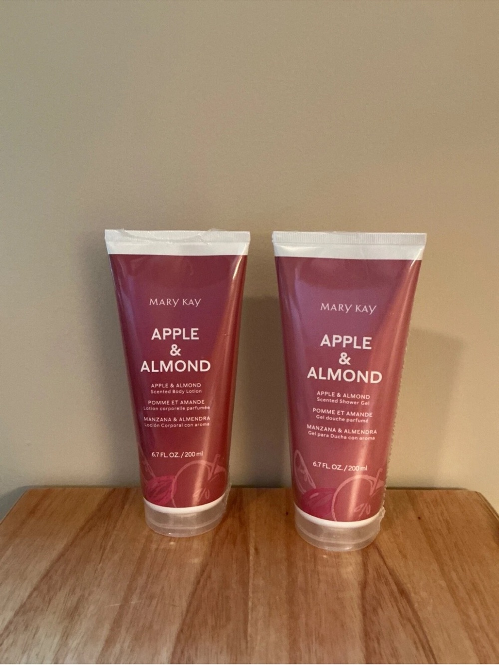 Mary Kay Apple & Almond Body Lotion & Shower Gel- NEW in wrapping 6.7 floz each